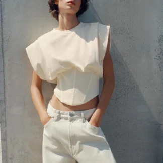 ZARA RIBBED CORSETRY-INSPIRED TOP