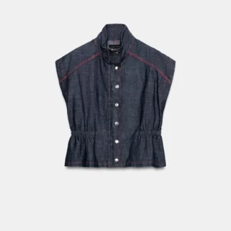 ZARA CONTRAST STITCH LINEN BLEND WAISTCOAT