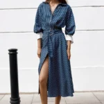 ZARA STRIPED BELTED MIDI DRESS