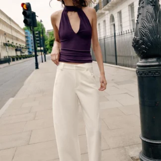 ZARA HALTER TOP WITH SLIT DETAIL