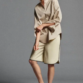 ZARA ZW COLLECTION PIPED BERMUDA SHORTS
