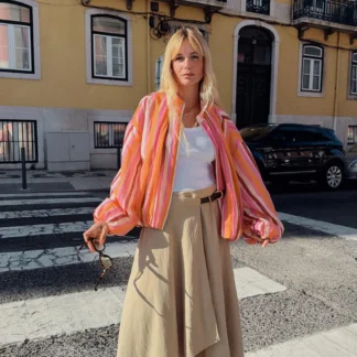 ZARA STRIPED BOMBER JACKET