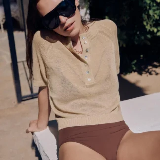 ZARA SHORT SLEEVE KNIT BUTTONED JUMPER