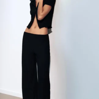 ZARA TEXTURED STRAIGHT-LEG TROUSERS