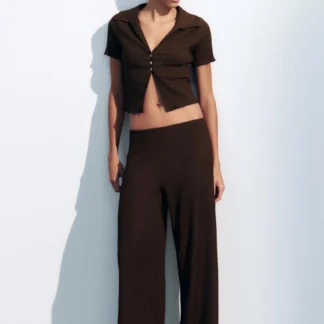 ZARA TEXTURED STRAIGHT-LEG TROUSERS