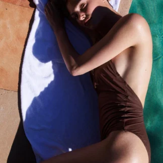 ZARA PLAIN SWIMSUIT WITH EYELETS