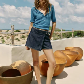 ZARA Z1975 WRAP DENIM BUCKLE SKORT