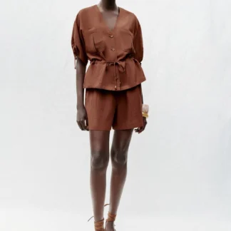 ZARA SHORT SLEEVE BEADED SAFARI JACKET