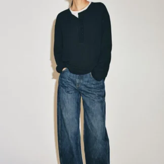 ZARA LINEN BLEND HENLEY T-SHIRT