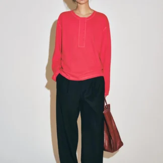 ZARA LINEN BLEND HENLEY T-SHIRT