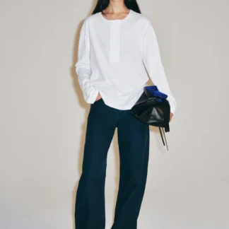 ZARA LINEN BLEND HENLEY T-SHIRT