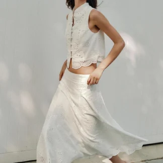 ZARA EMBROIDERED TOP WITH GEM BUTTONS
