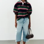 ZARA CONTRAST STRIPED POLO SHIRT