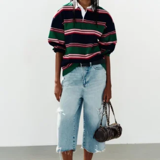ZARA CONTRAST STRIPED POLO SHIRT