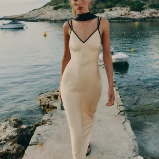 ZARA CONTRAST TRIM SATIN MIDI DRESS