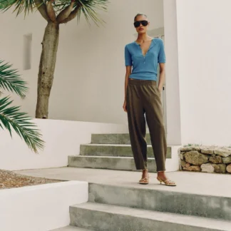ZARA BARREL LINEN BLEND TROUSERS