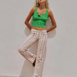 ZARA TRF LOW-RISE STRIPED WIDE-LEG JEANS