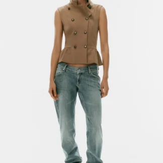 ZARA PEPLUM BUTTONED WAISTCOAT TOP