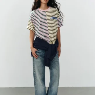 ZARA STRIPED TEXT OVERSIZE T-SHIRT