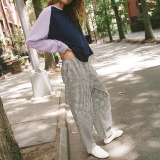 ZARA CHECK ELASTIC WAIST TROUSERS
