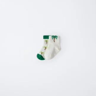 ZARA 2-PACK OF PALM TREE ANKLE SOCKS
