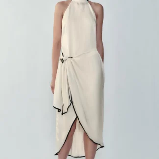 ZARA MIDI DRESS WITH CONTRAST PIPING