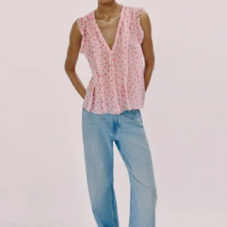 ZARA RUFFLED POLKA DOT BLOUSE