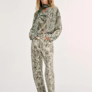 ZARA JEANS Z1975 STRAIGHT HIGH-WAIST LONG LENGTH ANIMAL PRINT