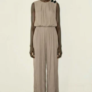 ZARA SATIN JUMPSUIT WITH SHOULDER FROG FASTENING