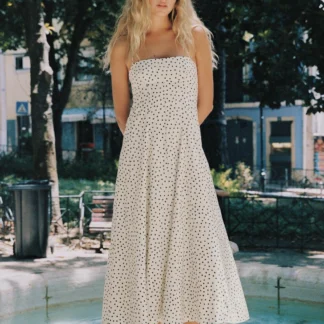 ZARA MIDI HALTER NECK DRESS WITH DOTS