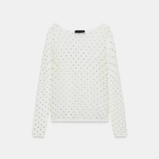 ZARA SEMI-SHEER KNIT DOTS TOP