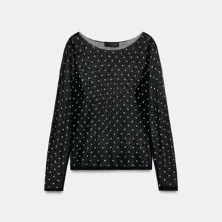 ZARA SEMI-SHEER KNIT DOT TOP