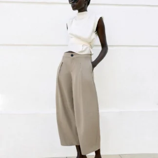 ZARA POPLIN BARREL TROUSERS