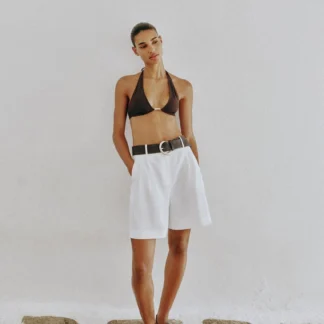 ZARA BELTED DARTED BERMUDA SHORTS
