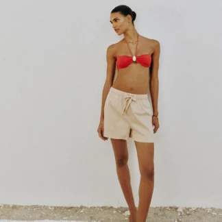 ZARA 100% COTTON BERMUDA SHORTS WITH ELASTIC WAIST