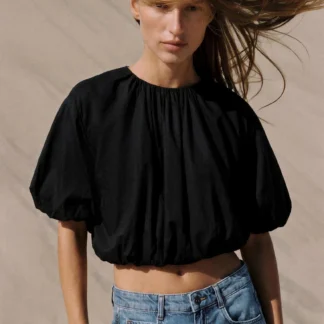 ZARA POPLIN BALLOON SLEEVE TOP
