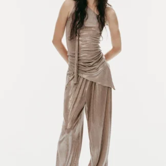 ZARA ASYMMETRIC METALLIC SCARF TOP