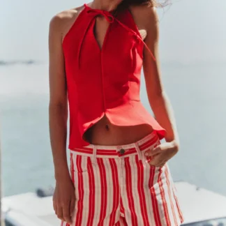 ZARA HALTERNECK PEPLUM TOP
