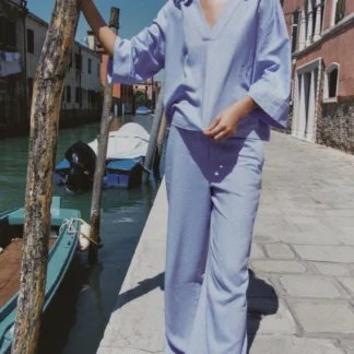ZARA TROUSERS WITH LINEN AND CONTRASTING TRIM