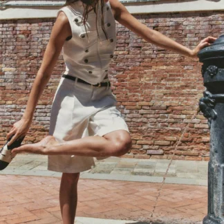 ZARA PLEATED BERMUDA SHORTS WITH BELT