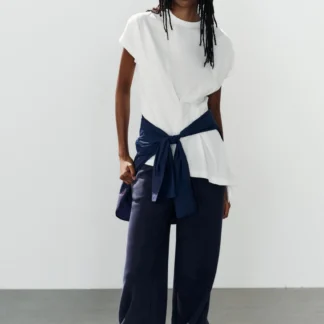 ZARA ASYMMETRIC PLEATED T-SHIRT