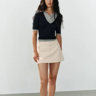 ZARA DOUBLE-LAYER HENLEY TOP