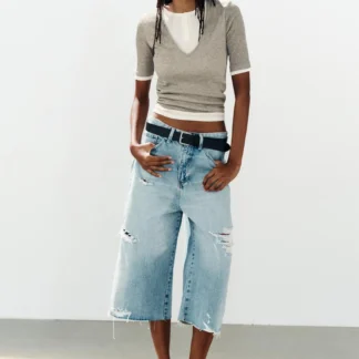 ZARA DOUBLE-LAYER HENLEY TOP