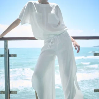 ZARA ZW COLLECTION 100% LINEN TOP WITH DRAWSTRINGS