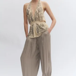 ZARA ZW COLLECTION SATIN SAROUEL TROUSERS
