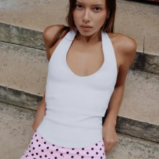 ZARA ROUNDED HEM HALTER TOP