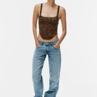 ZARA CORSETRY-INSPIRED LACE-TRIMMED TOP