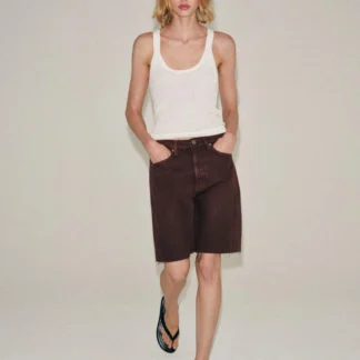 ZARA ZW COLLECTION RELAXED FIT MID-WAIST DENIM BERMUDA SHORTS