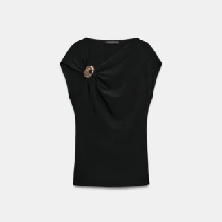 ZARA DRAPED TOP WITH EMBELLISHMENT