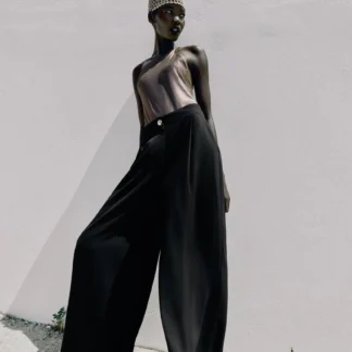ZARA PALAZZO TROUSERS WITH GOLD BUTTON
